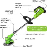 Electric Lawn Mower 21V 2000Mah Telescopic Pole Design Portable Smart Cordless Lawn Trimmer Length Adjustable 35-47 Inch Suitable for Lawn Garden Tools Pruning With1X Battery,2X Battery