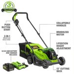 Greenworks 24V 13-Inch Brushless Push Lawn Mower, Cordless Electric Lawn Mower with 4.0Ah USB (Power Bank) Battery and Charger Included (Renewed)