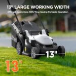 Litheli Electric Lawn Mower Cordless,Grass Cutter Machine for 1600 Sq.Ft.Lawnmower with Brushless Motor,13 in Cutting Width,8 Gallon Capacity,Cutting Height from 1 to 2.5 in, with 1 4.0 Ah Battery