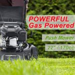 PowerSmart Lawn Mower, 22-inch & 170CC, Gas Powered Self-Propelled Lawn Mower with 4-Stroke Engine, 3-in-1 Gas Mower in Color Black, 5 Adjustable Heights (1.18”-3.02”), DB8622SR