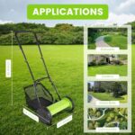 Resfirme 12 Inch 5 Blades Push Reel Lawn Mower Manual Lawn Mower Walk-Behind Lawn Mower with Adjustment Height and Removable Grass Catcher