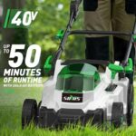 SOYUS Electric Lawn Mower Cordless, 40V 15 Inch Battery Powered Push Lawn Mower with Brushless Motor, 6-Postion Height Adjustment, 2×4.0Ah Batteries & Charger Included
