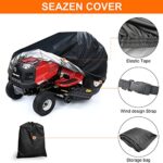 SEAZEN Waterproof Heavy Duty Lawn Tractor Cover, UV and Dust Protection Lawn Mower Cover, Universal Fit Garden Tractor Cover with Drawstring & Storage Bag (Black, XL)