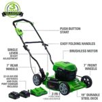 Greenworks 2 x 24V (48V) 19” Brushless Cordless Lawn Mower, (2) 4.0Ah Batteries and Dual Port Charger Included