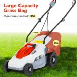 Electric Lawn Mower Grass Cutter Machine,Corded,Dethatcher,12 Amp, 13-Inch with Collection Box(5 Levels of Height Mower)