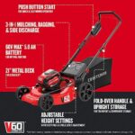 CRAFTSMAN V60* 3-in-1 Cordless Lawn Mower, 21-Inch (CMCMW260P1)