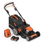 Yard Force YOLMX225300 120V 2.5Ah x 2 Lithium-Ion 22” SP 3-in-1 Mower Torque-Sense, One Size, Black/Orange