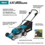 Makita XML03PT1 18V X2 (36V) LXT Lithium?Ion Brushless Cordless (5.0Ah) 18″ Lawn Mower Kit with 4 Batteries, Teal