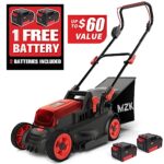 MZK 20V 13” Brushless Cordless Push Lawn Mower, 4-Position Mowing Height Adjustment w/Removeable 7-Gallon Collection Bag(2 x 4Ah Batteries and Fast Charger Included)