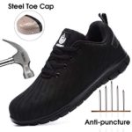DYKHMILY Steel Toe Work Shoes for Men and Women Trainers Shoes Puncture-Proof Work Safety Sneakers Light Breathable Industrial & Construction Shoe Black