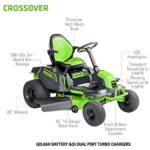 Greenworks PRO 80V 42” CROSSOVERT Riding Lawn Mower, (6) 4.0Ah Batteries and (3) Dual Port Turbo Chargers