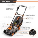 TACKLIFE Lawn Mower, 16-Inch Electric Lawn Mower, 5 Central Adjustable Cutting Heights, Vertical Storage, Quick Folding, 3 Handle Lengths, Tool-Free Assembly, 13-Amp Corded Lawn Mower – KALM1540A