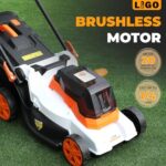 LIGO 40V Cordless Lawn Mower w/11Gal Bag & 2X4.0Ah Battery | 15″ Brushless Motor, 6-Position Height (0.98″-2.95″) | Walk-Behind Grass Catcher w/Patented Comb | 20V/40V Tool Compatible
