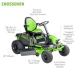 Greenworks PRO 80V 42” CROSSOVERT Riding Lawn Mower, (6) 5.0Ah Batteries and (3) Dual Port Turbo Chargers