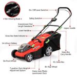 HENX 16-Inch 40V Lawn Mower Cordless, 5.0 AH Lithium-ion Battery, 3-in-1 Function, 7 Deck Height