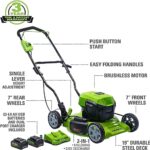 Greenworks 48V (2x24V) 19″Brushless Push Lawn Mower,2.0Ah Axial Blower (90 MPH/320)?10″String Trimmer?22″Rotating Handle Hedge Trimmer?Combo Kit w/ (2) 4.0Ah Batteries, (1) 2.0Ah Battery & (2)Chargers