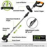 Cordless Weed Eater String Trimmer,3-in-1 Lightweight Push Lawn Mower & Edger Tool with 3 Types Blades,21V 2Ah Li-Ion Battery Powered for Garden and Yard,Black