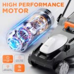 Litheli 16 Inch Lawn Mower 20V Electric Mowers for Garden Yards, Lightweight Cordless Lawnmower with 6-Position Height Adjustment, 2 x 4.0Ah Battery Include