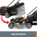 Worx WG743 40V PowerShare 4.0Ah 17″ Lawn Mower w/ Mulching & Intellicut (2x20V Batteries),Black and Orange