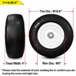 Greneric Two New Solid 11×4.00-5 Flat Free Smooth Tires w/Steel Rim for Zero Turn Lawn Mower & Garden Tractor, Hub 3-5″, Bore ?3/4″, 114005 T161