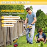 AKENUOKE Electric Weed Wacker Cordless Weed Eater Battery Powered, 21V/2.0Ah No String Weedwacker with 2 Battery&Charger, 3 in 1 Lightweight Grass Trimmer/Edger Lawn Tool/Brush Cutter for Garden Yard