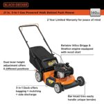 BLACK+DECKER 21-Inch 3-in-1 Gas Powered Push Lawn Mower with 140cc Briggs & Stratton Engine, Black and Orange