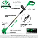 Cordless Trimmer Weed MowerTrimmer,Lightweight 3-IN-1 with Edger Tool,Mower for Garden and Yard, ,3 Kinds of Blades,Liiion Battery ,21V 2Ah ,Green
