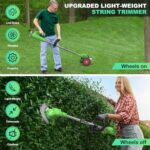 Cordless Lawn Trimmer Weed Wacker – Apiuek 21V Lawn Mower Grass Edger with 2.0Ah Li-Ion Battery Powered & 3 Cutting Blade Types, Compact Power Tool for Lawn Yard Work