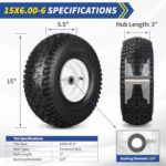 GICOOL 15×6.00-6 Rubber Lawn Mower Tire and Wheel, 2 Pcs Replacement 15×6-6nhs Riding Mowers Lawn Tire and Wheel with 3/4″ Bushing, 3″ Centered Hub
