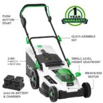 SOYUS Electric Lawn Mowers Cordless, 17 Inch 40V 2-in-1 Brushless Push Lawn Mower with 6-Postion Height Adjustment, 2×4.0Ah Battery and Charger Included