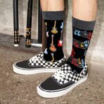 xiaomaizi Men’s Fun Cotton Cozy Dress Socks for Women Guitar Gifts Novelty Crew Socks Size 9-11