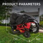 FKTHIFK Lawn Mower Cover Heavy Duty Waterproof Tractor Covers Universal Fit Durable 210D Polyester Oxford, UV Resistant with Drawstring & Cover Storage Bag, Black