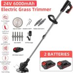 Weed Wacker Battery Powered, Electric Weed Eater, Cordless Lawn Trimmer Weed Eater Tool with Adjustable Handle 3 Function Blades Weed Eater Brush Cutter for Yard and Garden