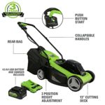 Greenworks 24V 13-Inch Cordless (2-In-1) Push Lawn Mower, 4.0Ah USB Battery (USB Hub) and Charger Included MO24B410