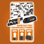 WORX WG743.9 40V PowerShare 4.0Ah 17″ Lawn Mower w/Mulching & Intellicut, Bare Tool Only,Black and Orange