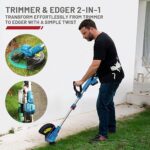 Enhulk 12 Inch Cordless String Trimmer/Edger, 20V Weed Wacker Eater Battery Powered Grass Trimmer with Auto-Feed, Mini-Mower for Lawn Care and Yard Work (2 Batteries & Charger Included)