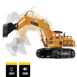 Top Race 7 Channel Full Functional RC Excavator, Battery Powered Electric RC Remote Control Construction Tractor With Lights & Sound (TR-111)