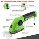 WORKPRO Cordless Grass Shear & Shrubbery Trimmer – 2 in 1 Handheld Hedge Trimmer 7.2V Electric Grass Trimmer Hedge Shears/Grass Cutter 2.0Ah Rechargeable Lithium-Ion Battery and USB Cable Included