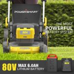 PowerSmart Lawn Mower, 21-inch Push Lawn Mower, 80V 6Ah Battery Powered Lawn Mower, Cordless Electric Lawn Mower, 5 Adjustable Heights (1.18”-3.0” ), Battery & Charger Included, PS76821