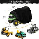 Airway Riding Lawn Mower Cover, Waterproof Universal Tractor Cover Fits Decks up to 54 inches ,Heavy Duty Polyester Oxford, Durable, UV, Water Resistant Covers for Your Riding Garden Tractor 72 inches L x 54 inches W x 46 inches H, Black, X-Large