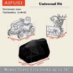AIFUSI Lawn Mower Cover – Heavy Duty Waterproof Fits Decks up to 54’’, Large Premium Riding Lawn Tractor Cover UV Resistant Protection, Universal Size