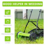 LOHISHILO 12in Manual Push Reel Lawn Mower Push Lawn Sweeper with 23L/6 Gallons Collection Bag, 5 Bladesfor Lawn Soil Garden Yard, Lawns, Parks, Golf Courses, Sidewalks, Driveways