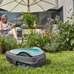 HEN’GMF Robotic Lawn Mower Up to 250m² / 500m² / 750m² Lawn, Gradients Up to 25%, Cutting Height 20-50mm, LCD Display, Theft Protection, Including Boundary Wire, Hook and Connector (15002-20),750m²