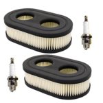 HIFROM 2 Set Oval Air Filter with Spark Plug for MTD Yard Machines Troy-Bilt TB110 TB115 TB200 TB230 TB330 TB370 Walk-Behind Lawn Mower