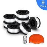 SUERW Line String Trimmer Replacement Spool, [9 Pack] 30ft 0.065″ Replacement Autofeed Spool for BLACK&DECKER String Trimmer [8 Replacement Line Spool, 1 Trimmer Cap]