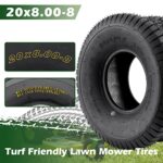 CHEINAUTO 20×8.00-8 Lawn Mower Tires, 20x8x8 20-8-8 Tractor Turf Tire Riding Mowers Tire Golf Cart Tire, 4PR Tubeless, 950lbs Capacity, Set of 2