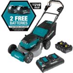 Makita XML08PT1 (36V) LXT Lithium?Ion Brushless Cordless 18V X2 21″ Self Propelled Lawn Mower Kit with 4 Batteries, Teal