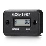 GXG-1987 Waterproof LCD Inductive Hour Meter for Lawn Mower, Champion Generator, Riding Mower, Dirt Quad Bike ATV Motorcycle Snowmobile Jet Ski Boat Pit Bike Motorbike MX Marine – Black