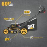 Cat DG670 60V 21” Cordless Lawn Mower 3-In-1 Cutting Modes, Brushless Battery Lawn Mower with TorqLogic, Easy-Adapt Walk-Behind Push Lawn Mower – Battery & Charger Included