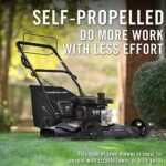 PowerSmart Self Propelled Gas Lawn Mower, 21-Inch 209cc 3-in-1 Walk-Behind Lawn Mowers Gas Powered, Black